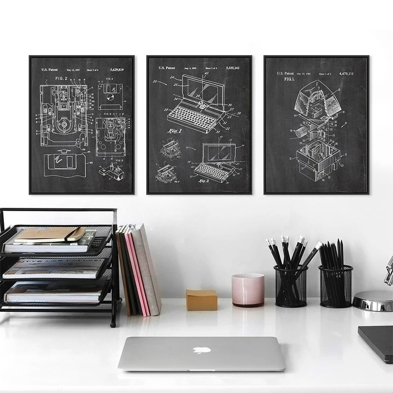 6 Buah Set Seni Dinding Paten  - Office Print Tech ulasan dan harga