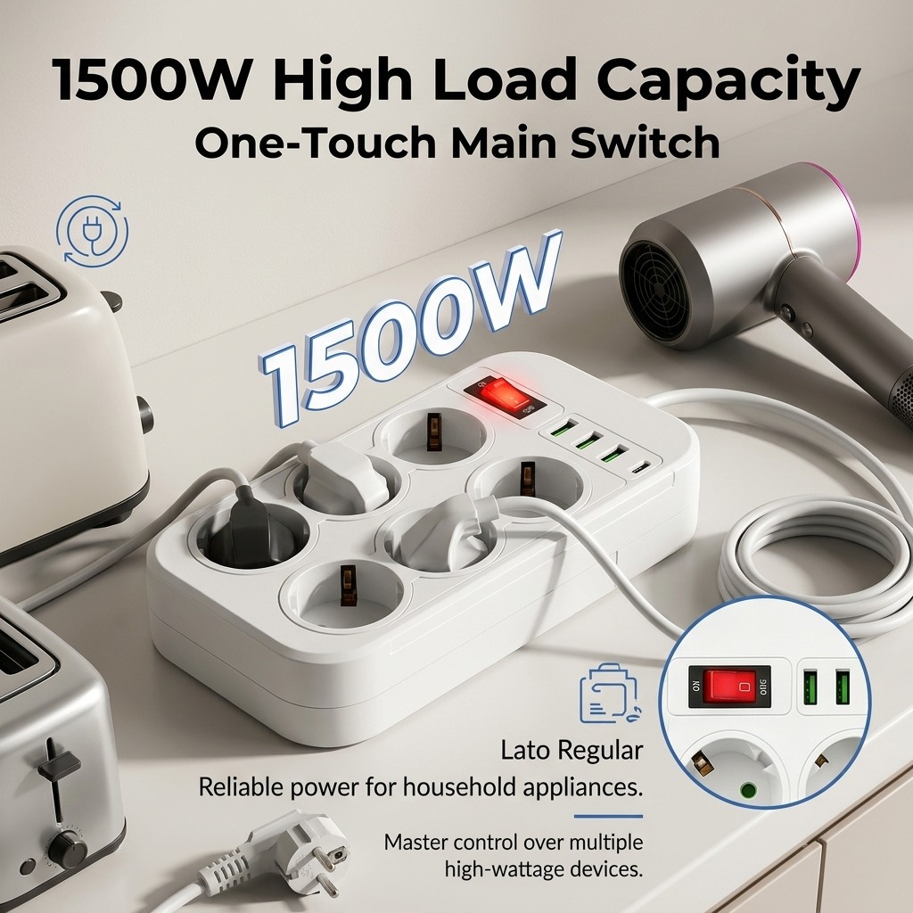 Stop Kontak Listrik EU 1500W 6 - Office Technician ulasan dan harga